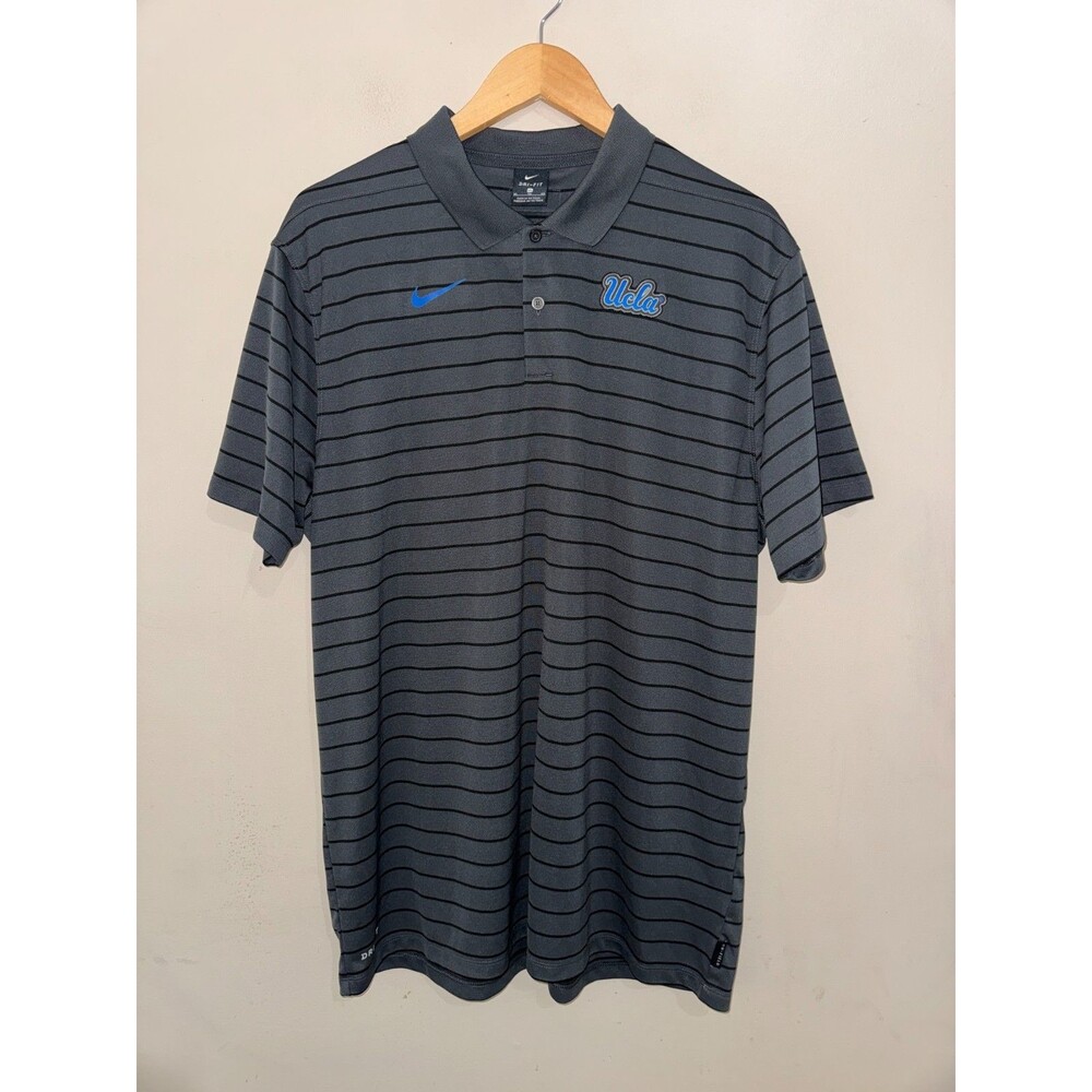 Men XL Nike UCLA Bruins Team Issued On-Field Dri-FIT Striped Golf Polo Shirt